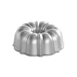 Nordic Ware 12 Cup Bundt Pan Silver: Cast Aluminum Nonstick Baking Pan, Oven-Safe, Hand Wash, Round Shape, Lifetime Warranty