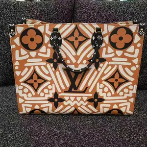 Pre-owned Louis Vuitton LV Onthego MM Crafty Giant Monogram Orange Limited Edition Shopping Tote Handbag