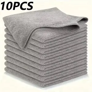 10PCS Thicken Microfiber Cleaning Cloths Lint Free Reusable Towels Absorbent Gray Microfiber Cleaning Cloths