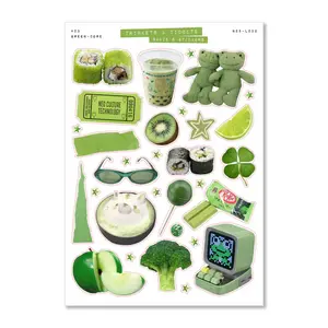 Green-Core Junk Journal Sticker Sheet