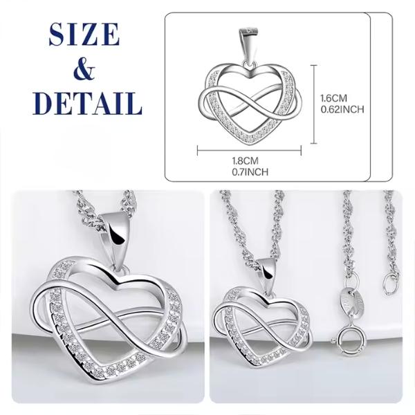 IRAMAT 925 Sterling Silver Heart Necklace with Charm Pendant and Zircon Stone for Women - Elegant Western Jewelry for Anniversaries, Weddings, and Parties IRAMAT 925 Sterling Silver Heart Necklace with Charm Pendant and Zircon Stone for Women - Elegant Western Jewelry for Anniversaries, Weddings, and Parties