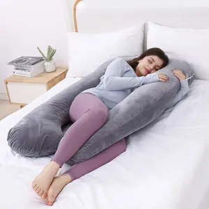 Ergonomic Side Sleep Pillow with Pillowcase, Multi-Purpose Positioning Pillow, Long U-Shaped Pillow for Full Body Support, Comfortable and Huggable
