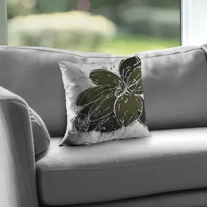 360 Stand 14x14 in. Contemporary Decor Style Throw Pillow - Green Flower with Splash Outline, Sofas Living Room Home Accent Decor Pillow