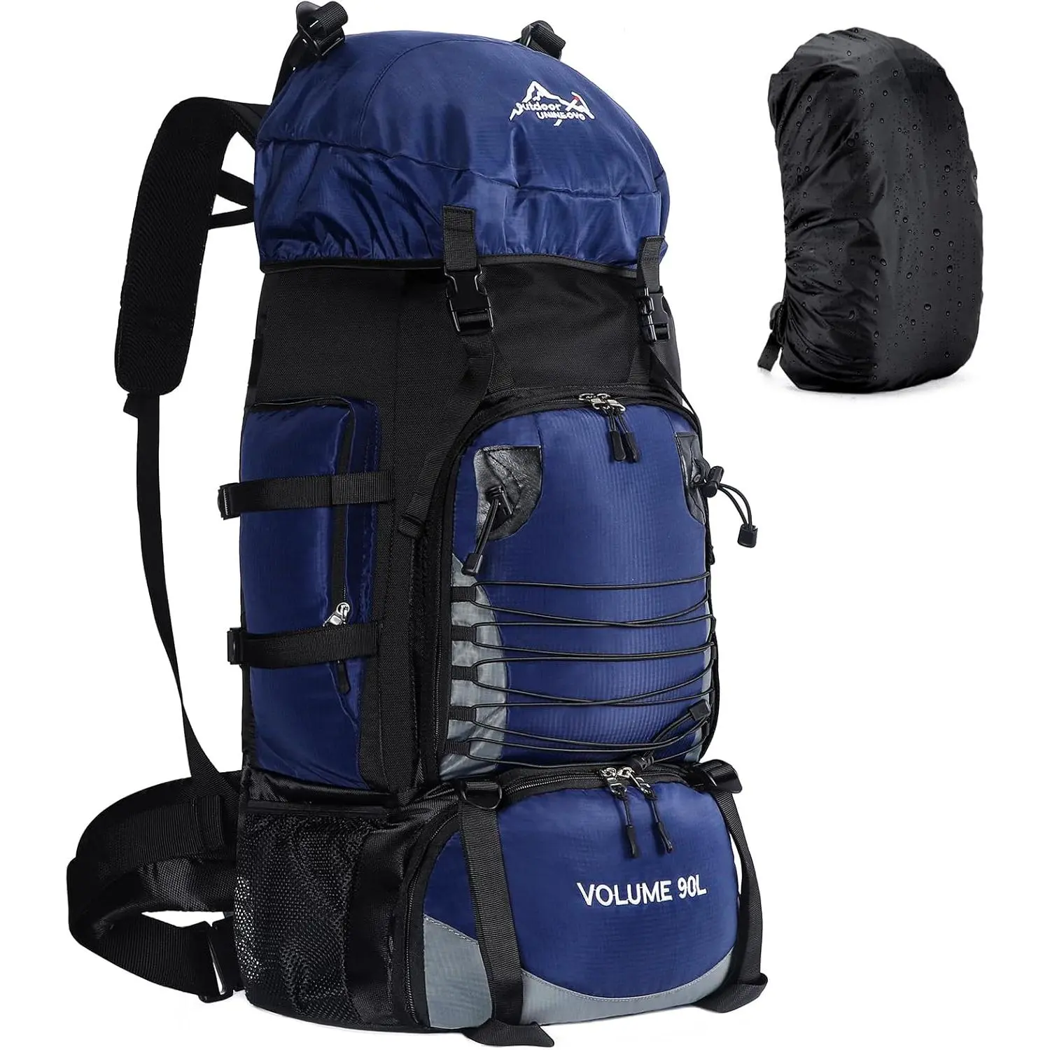 90L Hiking Backpack,  Camping Bag with Rain Cover, Lightweight Backpacking  Pack