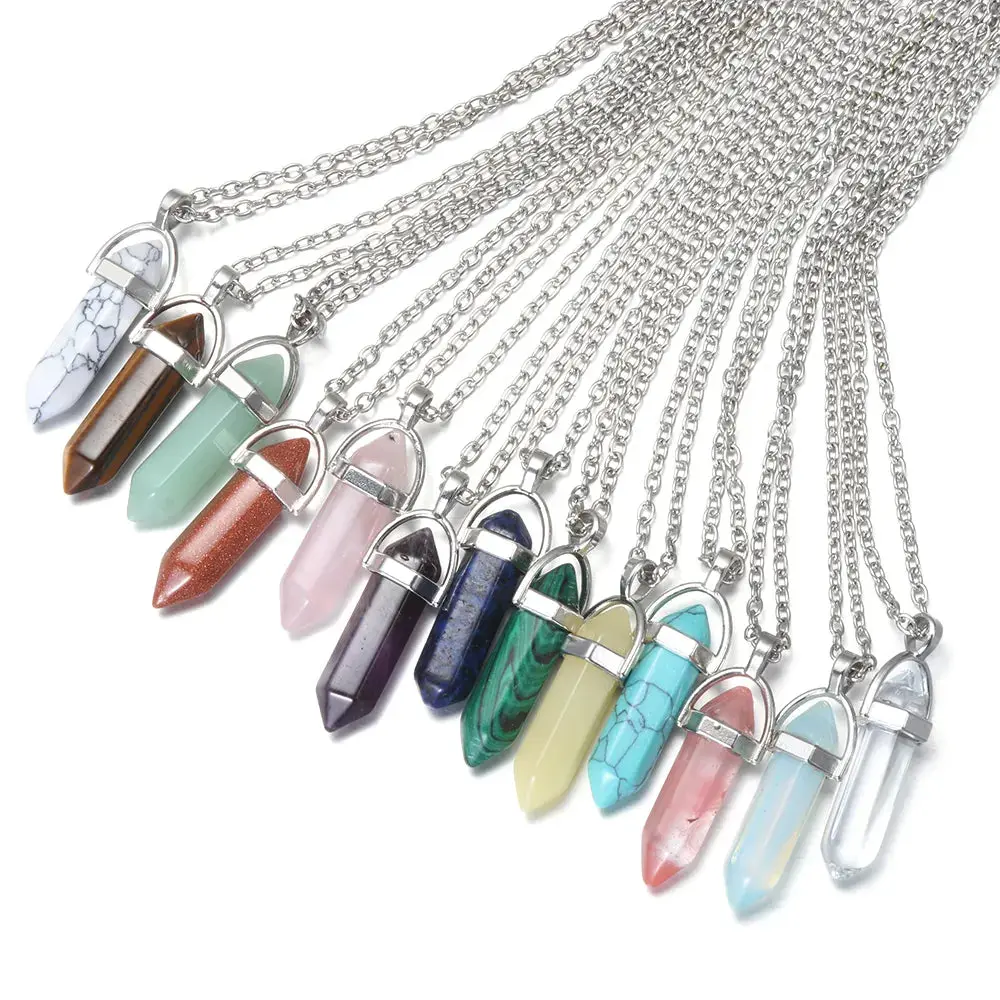 Silver Plated Natural Quartz Crystal Pendant