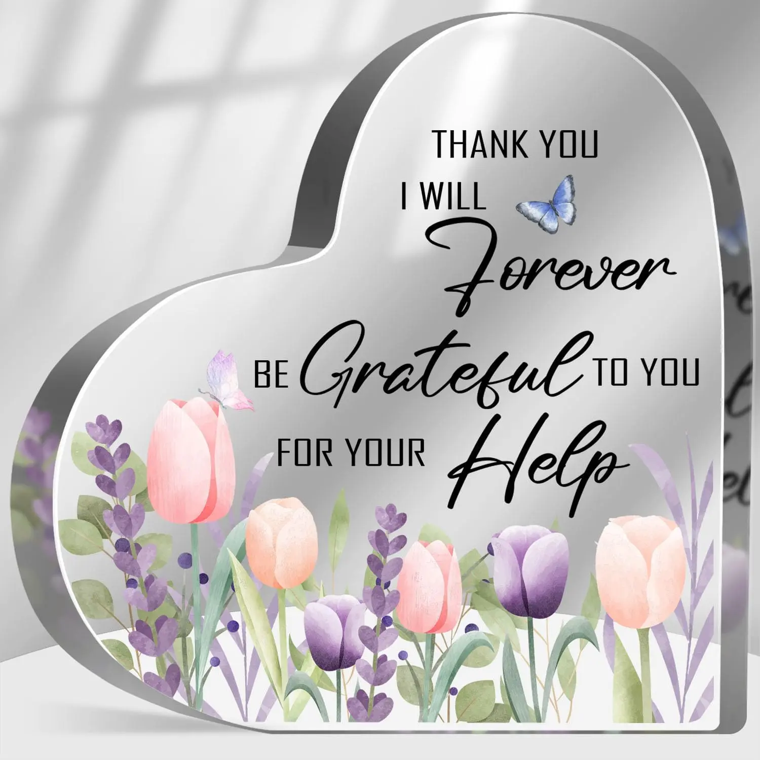 Thank You Gifts for Women, Appreciation Gifts for Coworkers Boss Teacher, Thank You for Your Help Plaque Sign Acrylic Heart, Appreciation Desk Keepsake Decor Sign Plaque