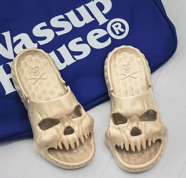 Skeleton Skull slippers air flip-flop EVA Material anti-slip Trendy Mens Sport slippers - Fashion Slides & Sandals With Anti-Slip Sole  - Ideal For Spring And Summer Beach