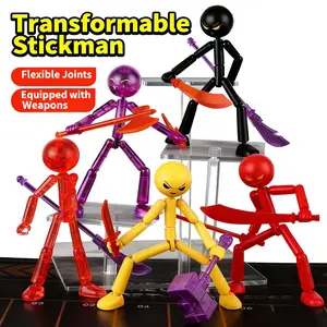 Single Cool Matchstick Figure Multi-Jointed Action Doll, Full Jointed Flexible Poseable, Includes DIY Assembly Accessories, Kids Toy Set, Articulated Figures