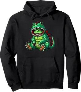 Frog Toad Wearing Dinosaur Costume Halloween Cosplay T-Rex Pullover Hoodie - Diegoort Shop 81B0F276HCZW