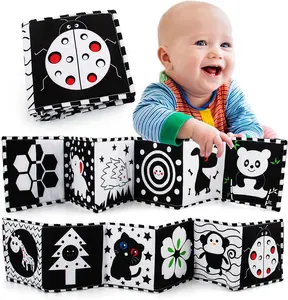 Baby Toys 0-6 Months, Black and White High Contrast Sensory Newborn Toys, Baby Soft Book for Early Education, Infant Tummy Time Toys, Baby Newborn Essentials Must Haves