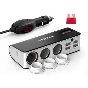 3-Socket Cigarette Lighter Adapter, 12V/24V 200W Power Adapter