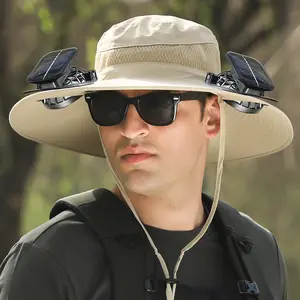 Solar Powered Fan Hat - Wide Brim Sun Cap with 2Detachable Fans, UPF 50+ UV Protection, USBRechargeable, Waterproof Outdoor Hat for Fishing,Hiking, Gardening - Men & Women