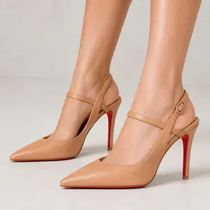 Pre Order Custom Made EROCALLI  Black Pointed Toe Cross Ankle Strap Stiletto Heels Iconic Red Sole Formal Dress Pumps For Office Date Night