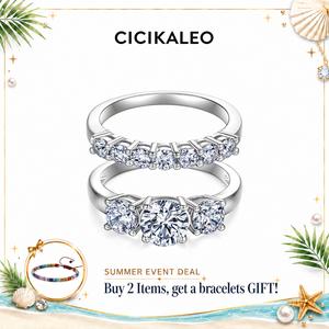 CICIKALEO Moissanite Rings for Women Lab-Created 1CT 3-Stone Stackable Sets 18K Gold Plated Wedding Band Engagement Promise Gift for Her R2 #Summervibes