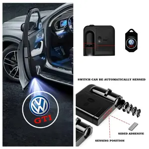 4-Pack Vw Gti Logo Welcome Lights, Upgrade Integrated Projection Atmosphere Lamp, No Damage Installation Plug & Play, Enhance Car Style, Car Display Light