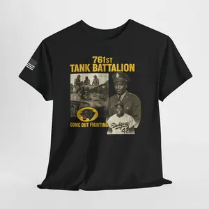 DEMARCIANO Men's Casual Round Neck Short-Sleeve T-Shirt - WWII 761st Army Tanker BN Commemorative Made-to-Order Menswear Collectible Top, Casual T-Shirts for Collectors