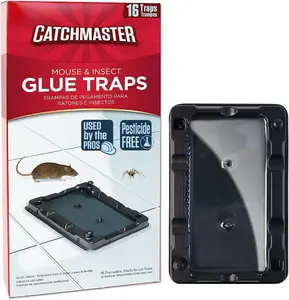 Catchmaster-16 Mouse & Insect Glue Traps Heavy-Duty Pesticide-Free Sticky Traps for Indoor Home & Garage Professional Use Adhesive Rodent & Bug Catcher Pest Control