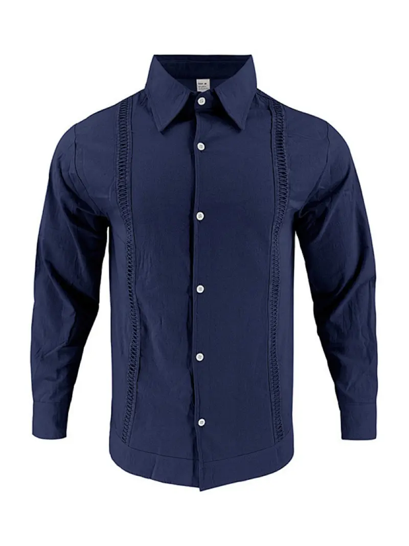 knee length dresses for ladies Men's Long Sleeve Linen Shirt main image 1