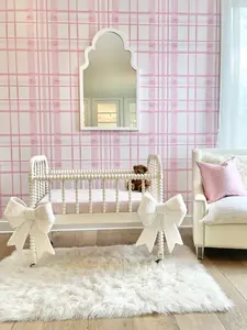 "Pink Watercolor Plaid" Oversized Wall Mural