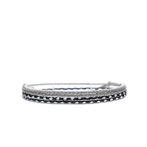 Boho Surfer Bracelet Women & Men - Braided Summer Beach Bracelet Set - Handmade Festival Jewelry - Thin Friendship Bracelets - 100% Waterproof & Adjustable (Grey & Black)