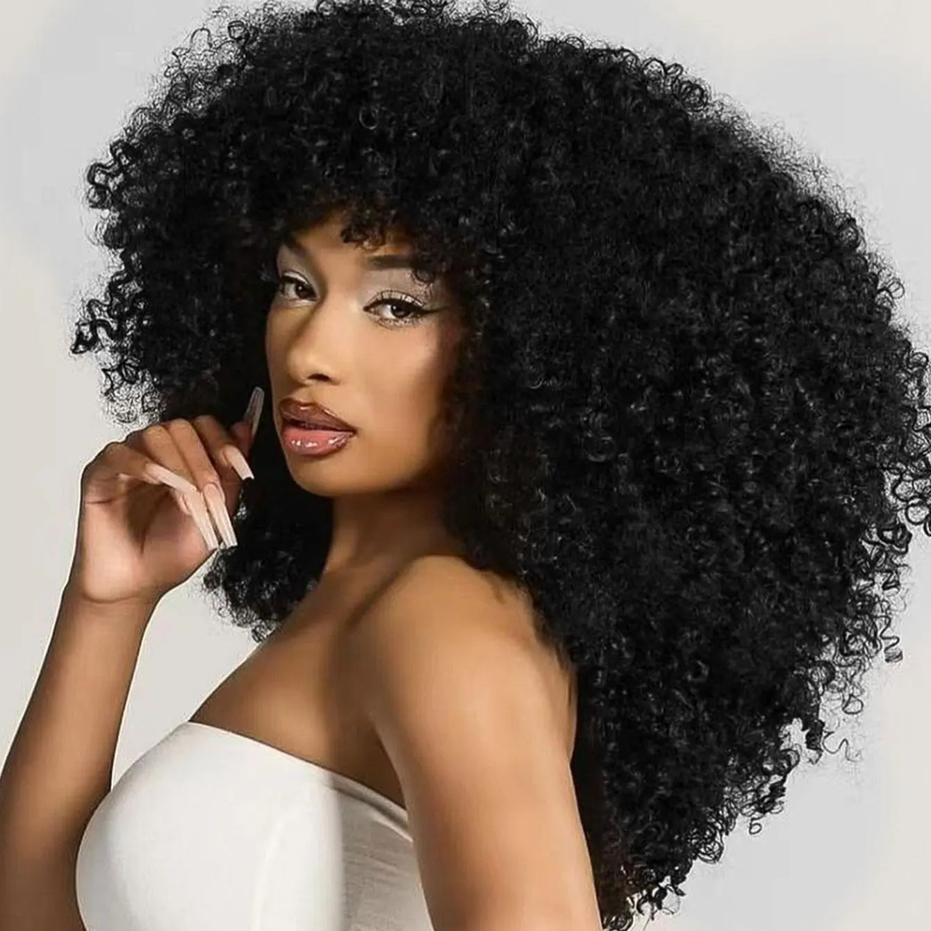 16 Inch Short Afro Kinky Curly Coily Hair Wigs for Women  display picture 2
