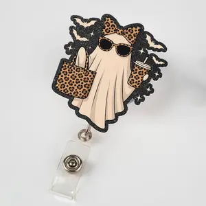 Boo-Jee Ghost Badge Reel, Halloween Badge Holder, Cute Nurse Badge Reel, Teacher ID Clip, Funny Spooky Work Gift for Fall Season.