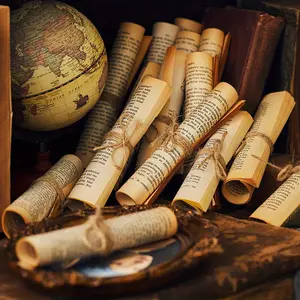 Vintage Yellow Faded Art Scroll Decorative Model Room Furnishings Household Goods