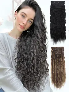 KAIRIYA 20 Inch Clip-In Hair Extensions 6-Pack - Long Wavy Synthetic Hair for Women, Perfect for Holiday Parties & Festivals