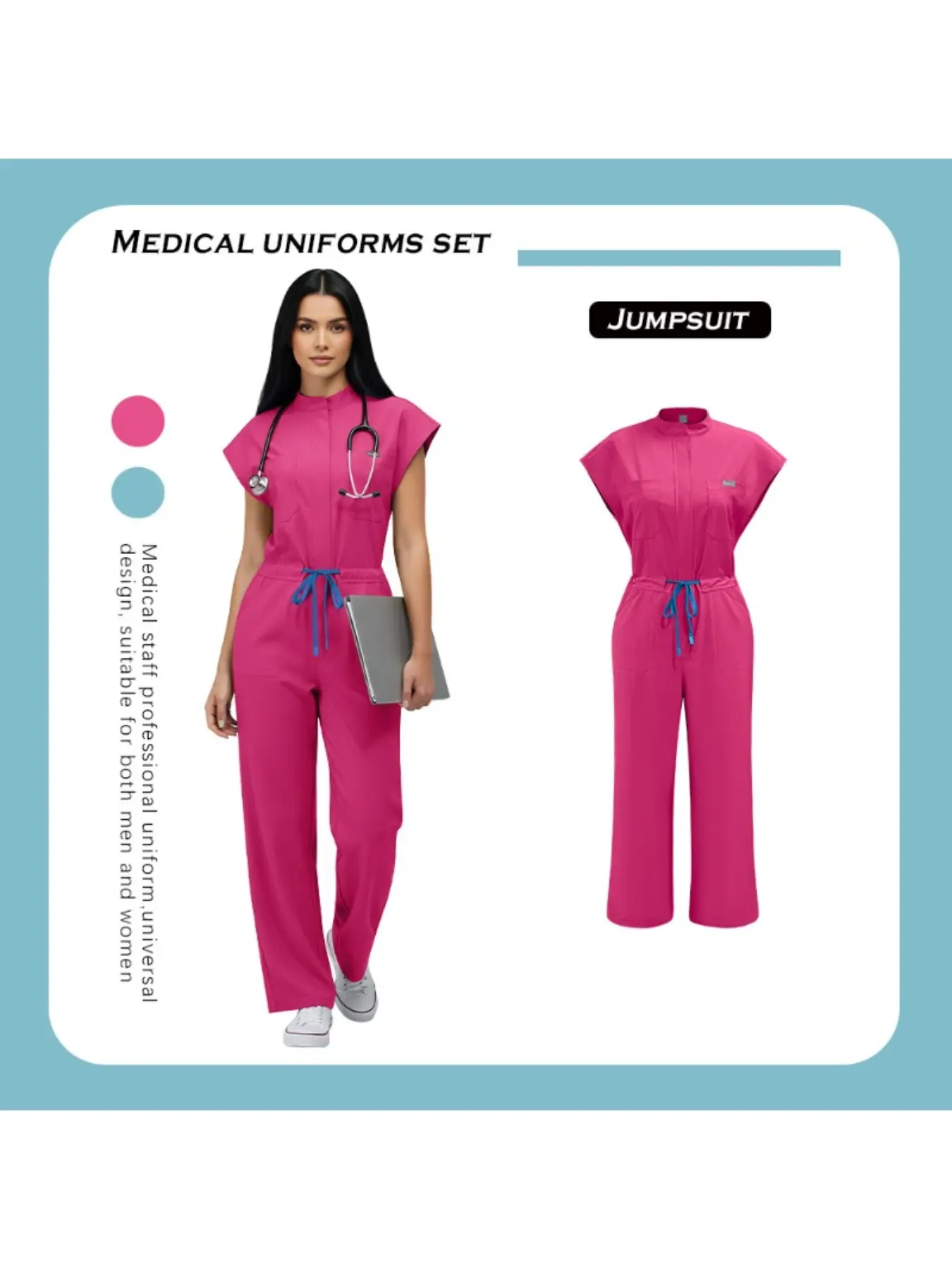 Doctor Scrub Uniform Multicolor Jumpsuit One-piece Clinical Scrub Doctor Nursing Uniforms Short Sleeve Pocket Pet Hospital Workwear