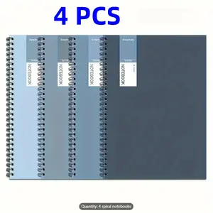 4-Piece A5 Spiral Notebook Set in Gradient Blue Series, Perfect for Students and Office Use, High-Quality Paper and Durable Design