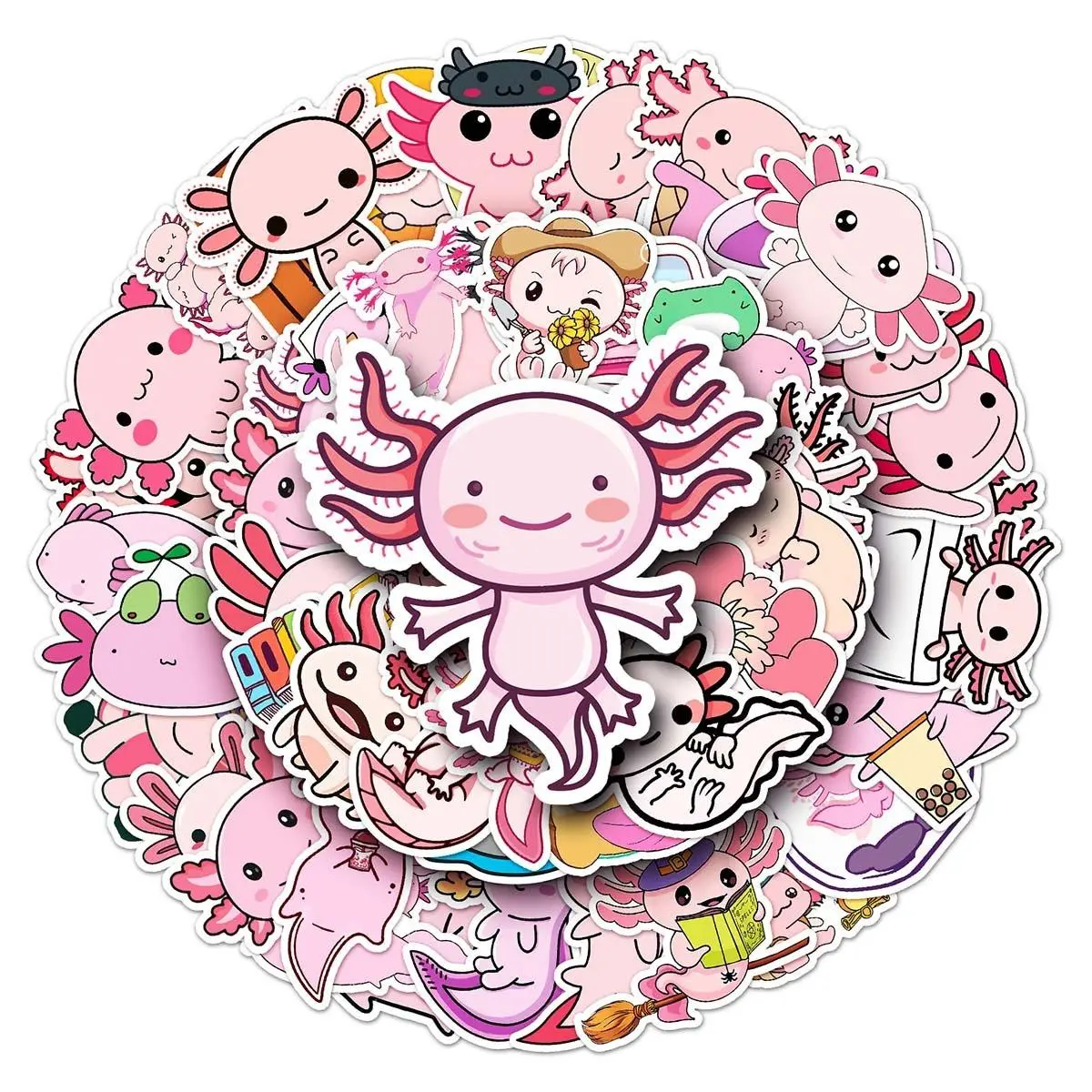 50sheets Cartoon Salamander Pattern Stickers, Waterproof Self-adhesive Decorative Stickers, Funny Stickers, Scrapbook Decoration For DIY, Scrapbooking, Crafts