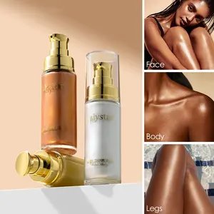 30ML four-color body highlighter, Body shimmer oil, liquid fragrance oil, brightening agent for face and body, waterproof, moisturizing, brightening oil, with makeup properties, fine shiny skin, sparkling finish