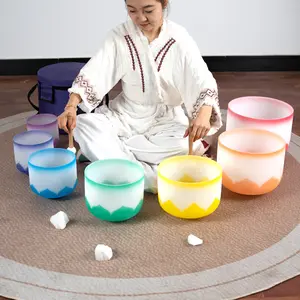 Quartz Crystal Singing Bowls Set 6-12inch of 7 Lotus 432hz For Mindfulness Meditation Yoga Sound Bath