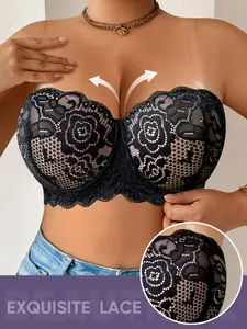 Women's Full Coverage Everyday Bras for Plus Sizes, Soft Cup and Breathable Lace, Comfortable Stretchy Large Size Women's Lingerie