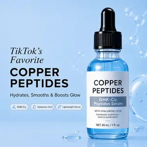 GHK-Cu Copper Peptides Face Serum with Hyaluronic Acid, Lightweight Hydrating Serum for Smooth, Radiant & Firmer-Looking Skin, 30mL