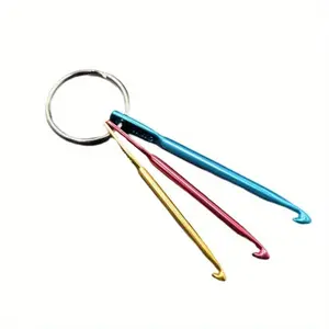 Random Color Keychain Crochet Hook, 3 Counts/set Short Crochet Hook Knitting Tool, DIY Keychain Crochet Needle, Travel Accessories, Crochet Items