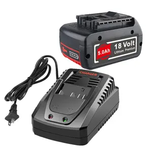 5.0Ah 18V Lithium Battery BAT609 and Battery Charger Kit Compatible with Bosch 18V Cordless Power Tools 5.0Ah 18V Lithium Battery BAT609 and Battery Charger Kit Compatible with Bosch 18V Cordless Power Tools