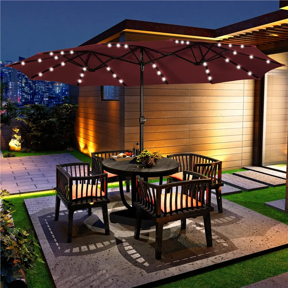Burgundy-with Solar LED Light