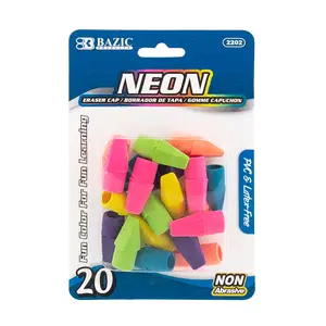 BAZIC Neon Eraser Cap (20/Pack) Fun Color For Learning Adorable