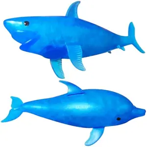 Squishy Shark Stress Balls Dolphin Squeeze Toys (2 Pack), Sea Animal Shark Squishy Toys Dolphin Stress Sugar Balls for Kids and Adults, Easter Basket Stuffers,, Party Favors