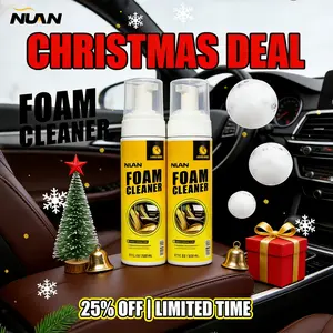 NUAN Foam Cleaner - No-Rinse Car Interior Cleaner with Lemon Scent for Christmas Social Outings - Spray & Wipe for Neat Holiday Ride