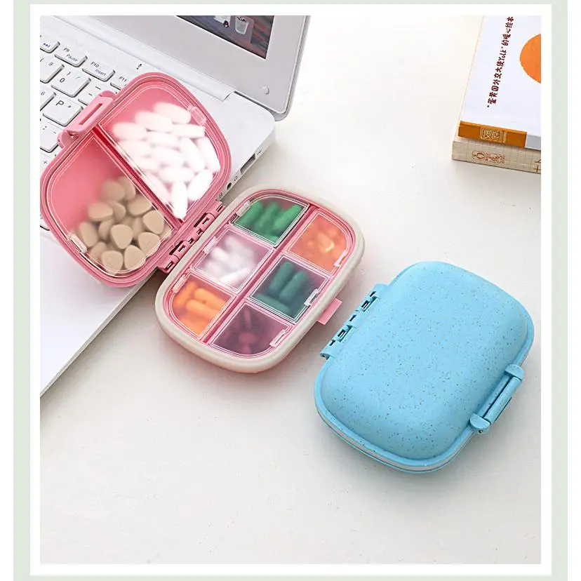[Travel Essential] Compact Pill Organizer Box - Multi-Compartment Vitamin Dispenser, Portable Pocket-Size Medicine Holder for On-The-Go, Cute Secure Home Organizer Storage Container