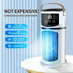 Mist Humidifier Air Conditioner Fan, Evaporative Cooling, 9 Settings + Triple Spray Adjustment, 8-Hour Timer, 7-Color Light, Essential Summer Tool
