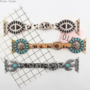 Leopard Print Real Horse Hair Watch Strap Fashion Retro Wristband Compatible With Smart Watch All Series