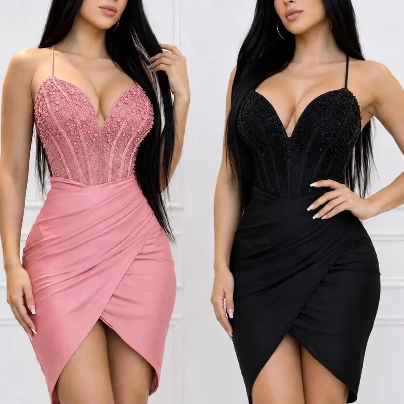Women's Fitted Elegant Corset-Cut Mini Dress - Sleeveless Casual Piece with Rhinestone Mesh Panels, Comfortable for Parties, Date Night Dresses, Fitted Elegant Dress
