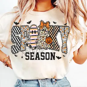 Halloween Leopard Checkered Fall Sweatshirt, Retro Halloween Spooky Ghost Shirt, Spooky T-Shirt, Halloween Hoodie, Sublimation Sweater, Bats Shirt