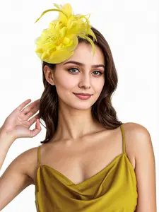 1PC Fascinator Headband,Fascinators Hats for Women，Cocktail and Party Fascinator Hair Clip with Feathers, Flowers and Mesh,Kentucky Derby Hats for Women Headband