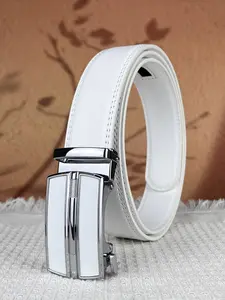 Adjustable Automatic Buckle Belt, Western Belts, Pu Leather Belts - Hollow Alloy Splice Design, Light Business Office Automatic Buckle Belt, Pure Black Ratcheting Belt, Durable, Suitable for Daily Commuting, Holiday Parties, and Valentine's Day Gifts
