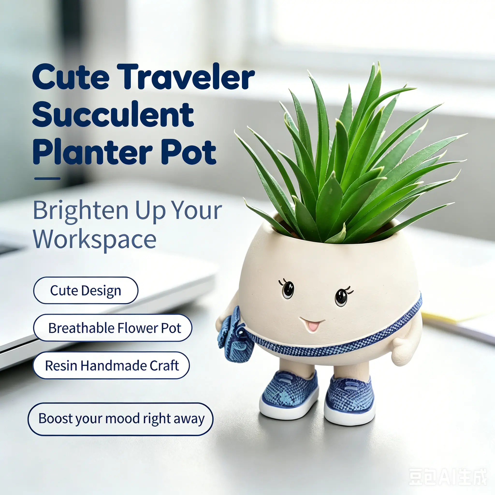 Pricetail Cute Smiley Face Synthetic Resin Garden Pot - Waterproof Indoor Planters with Drainage Holes, Round Black Succulent Holder, Ideal Gift for Plant Lovers, Desk Decor, Plant Growth Flower Pot, Plant Growth Flower Pots