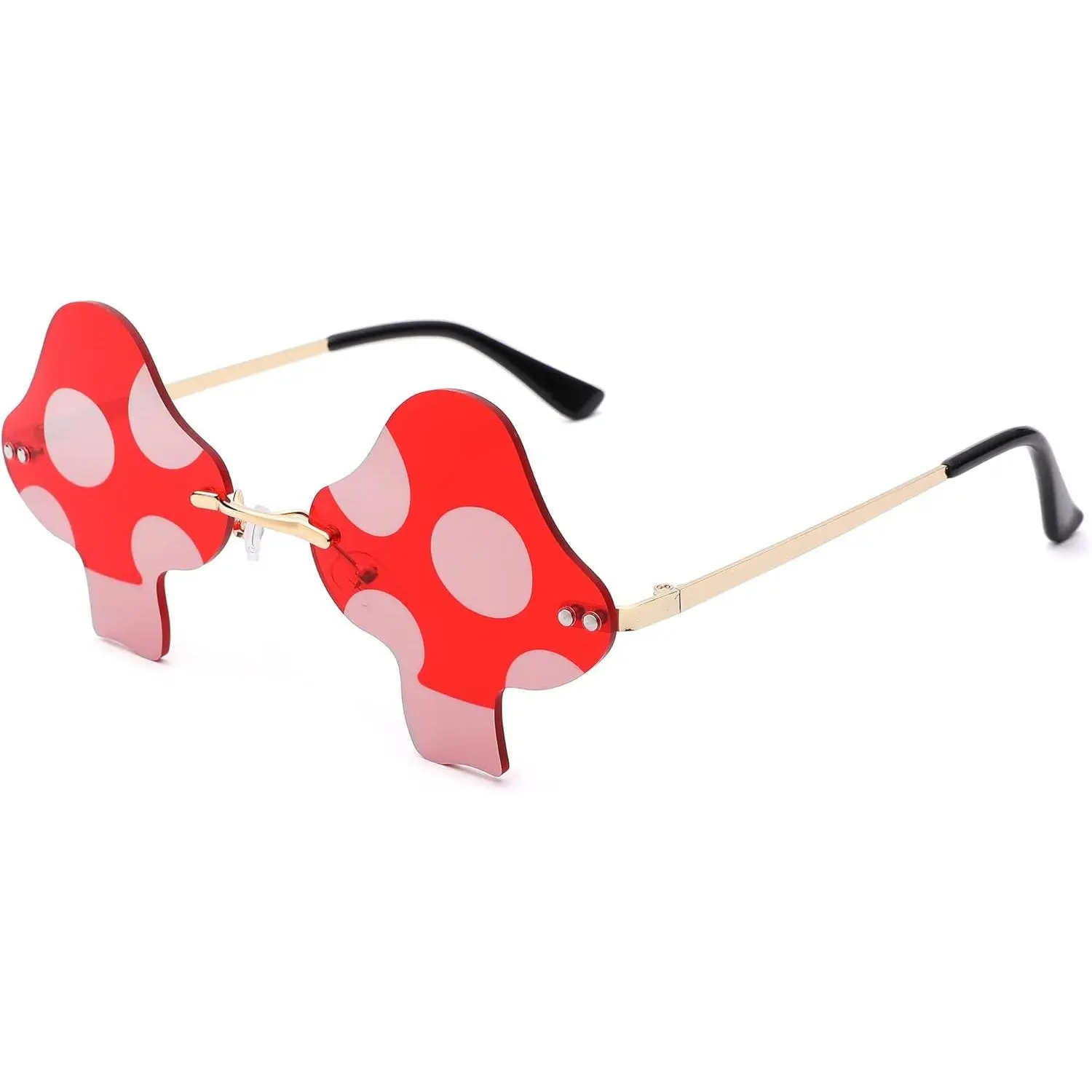 Unisex Retro Mushroom Sunglasses with Colorful Rimless Lenses - Festival, Party & Pool Costume Accessory